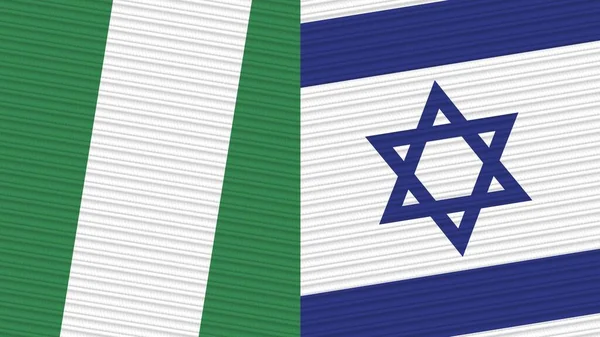 Israel Nigeria Two Half Flags Together Fabric Texture Illustration — Stock Fotó