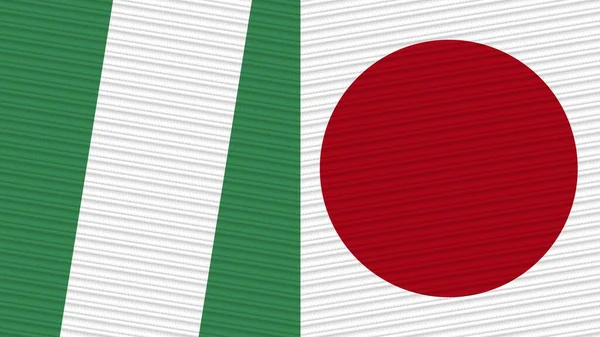 Japan Nigeria Twee Halve Vlaggen Samen Stof Textuur Illustratie — Stockfoto
