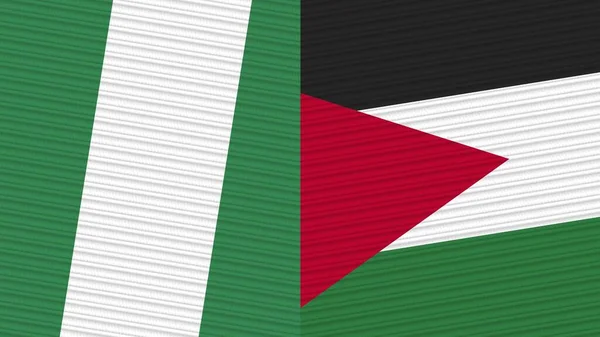 ヨルダンとナイジェリア2つのハーフフラグ ファブリックテクスチャイラスト — ストック写真