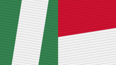 Monako ve Nijerya Birlikte İki Yarım Bayrak Kumaş Çizimi