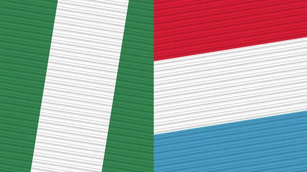 Люксембург Нігерія Two Half Flags Together Fabric Texture Illustration — стокове фото