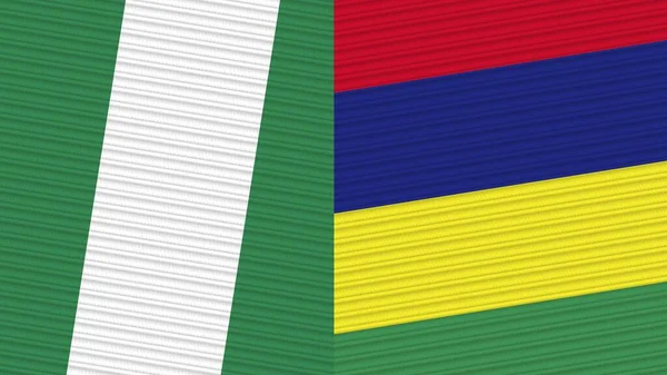 Mauritius Nigeria Two Half Flags Together Fabric Texture Illustration — Stock Fotó