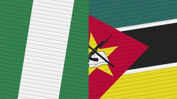 Мозамбик Нигерия Два Полуфлага Вместе Иллюстрация Текстуры Ткани — стоковое фото