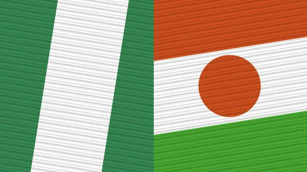 Niger Und Nigeria Zwei Halbe Flaggen Zusammen Textur Illustration — Stockfoto