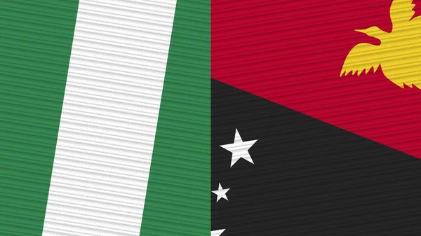Papua Nová Guinea Nigérie Dvě Poloviční Vlajky Dohromady Fabric Textura — Stock fotografie