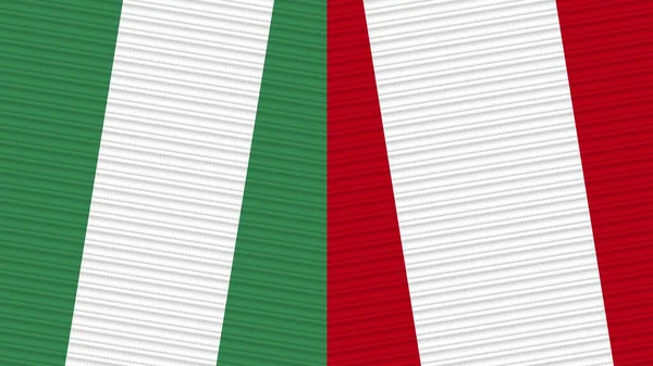 Peru Und Nigeria Zwei Halbe Flaggen Zusammen Textur Illustration — Stockfoto