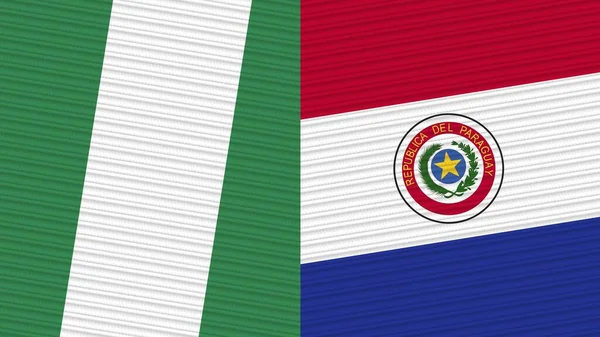 Paraguay Nigeria Dos Medias Banderas Juntas Textura Tela Ilustración — Foto de Stock