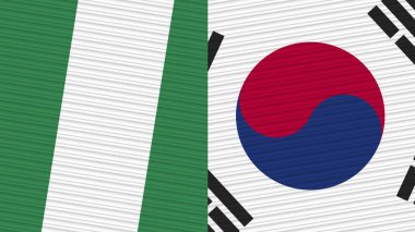 Güney Kore ve Nijerya Birlikte İki Yarım Bayrak Kumaş Çizimi