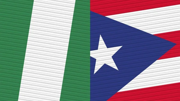 Porto Rico Nigéria Deux Demi Drapeaux Ensemble Illustration Texture Tissu — Photo