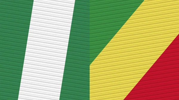 República Del Congo Nigeria Dos Medias Banderas Juntas Textura Tela —  Fotos de Stock