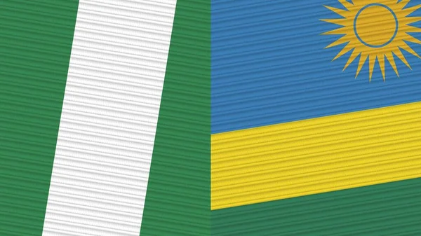 Rwanda Nigeria Two Half Flags Together Fabric Texture Illustration — Stock Photo, Image