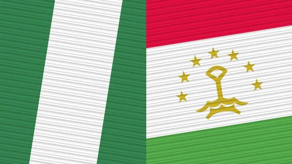 Tádžikistán Nigérie Dvě Poloviční Vlajky Dohromady Textilní Textura Ilustrace — Stock fotografie