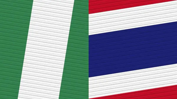 Thailand Nigeria Two Half Flags Together Fabric Texture Illustration — Stock Fotó