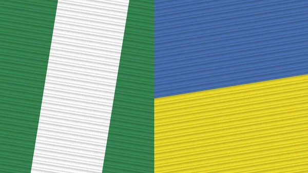 ウクライナとナイジェリアのハーフフラグ2枚 ファブリックテクスチャイラスト — ストック写真
