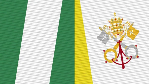 Vaticano Nigéria Duas Meias Bandeiras Juntas Ilustração Textura Tecido — Fotografia de Stock