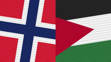 Ürdün ve Norveç Birlikte İki Yarım Bayrak Kumaş Doku İllüstrasyonu