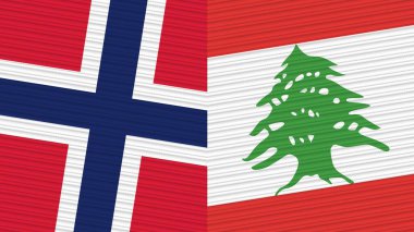 Lübnan ve Norveç Birlikte İki Yarım Bayrak Kumaş Çizimi
