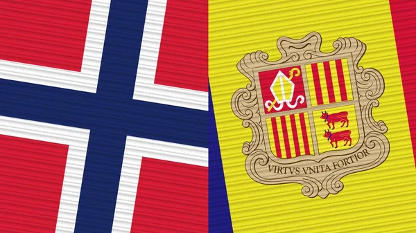 Andorra Norvégia Két Fél Zászlók Együtt Szövet Textúra Illusztráció — Stock Fotó