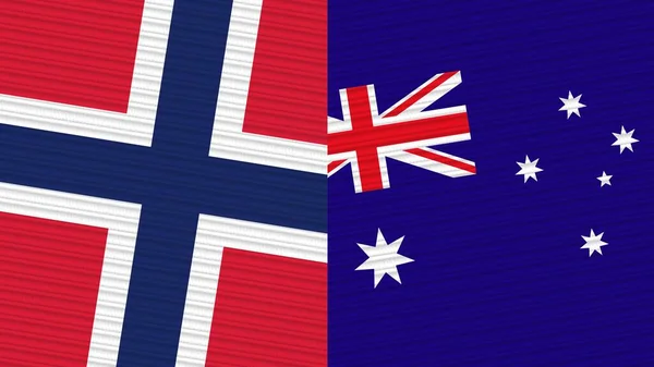Australia Noruega Dos Medias Banderas Juntas Textura Tela Ilustración —  Fotos de Stock