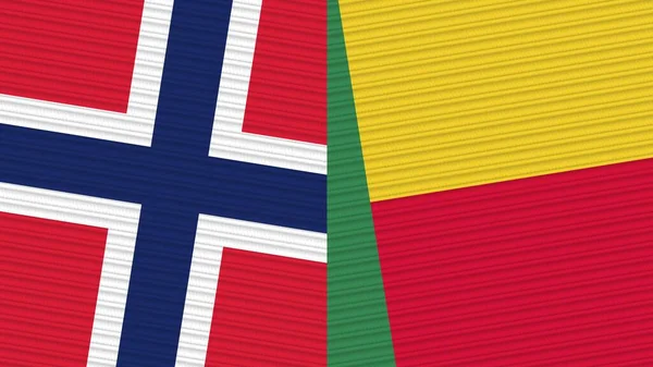 Benin Norveç Yarım Bayrak Birlikte Kumaş Doku Çizimi — Stok fotoğraf