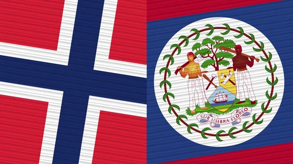 Belize Norwegia Dwie Półflagi Razem Tekstura Tkaniny Ilustracja — Zdjęcie stockowe
