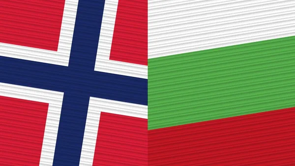 Bulgaria Norway Two Half Flags Together Fabric Texture Illustration — Stock Photo, Image