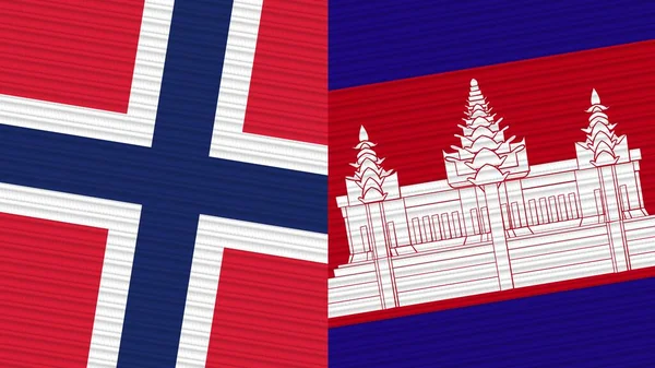 Camboya Noruega Dos Medias Banderas Juntas Textura Tela Ilustración —  Fotos de Stock