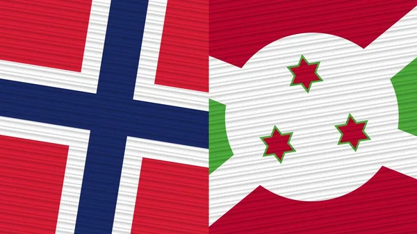 Burundi Norway Two Half Flags Together Fabric Texture Illustration — Φωτογραφία Αρχείου