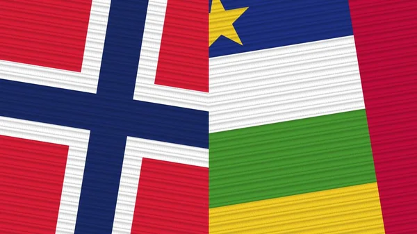 Central African Republic Norway Two Half Flags Together Fabric Texture — Stock Photo, Image