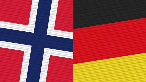 Germany Norway Two Half Flags Together Fabric Texture Illustration — Stock Photo, Image