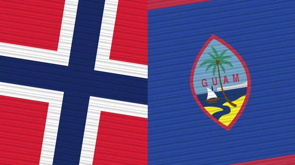 Guam Norway Two Half Flags Together Fabric Texture Illustration — Stockfoto