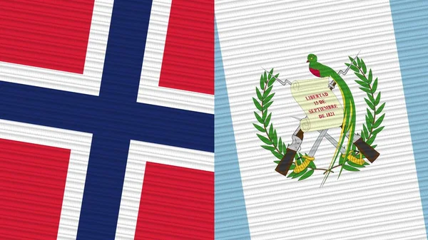 Guatemala Noruega Dos Medias Banderas Juntas Textura Tela Ilustración — Foto de Stock