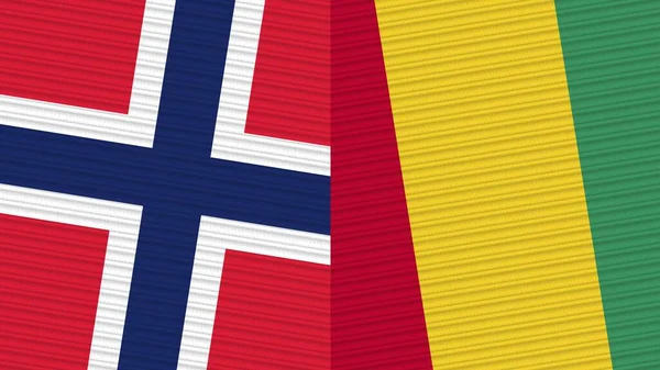 Guanea Norway Two Half Flags Together Fabric Texture Illustration — Stock Photo, Image