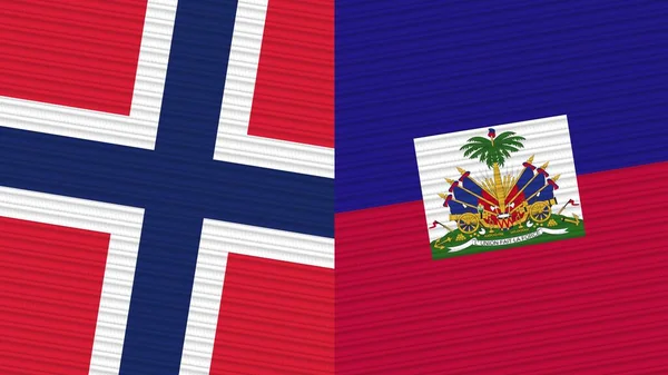 Haiti Norway Two Half Flags Together Fabric Texture Illustration — Stock Photo, Image