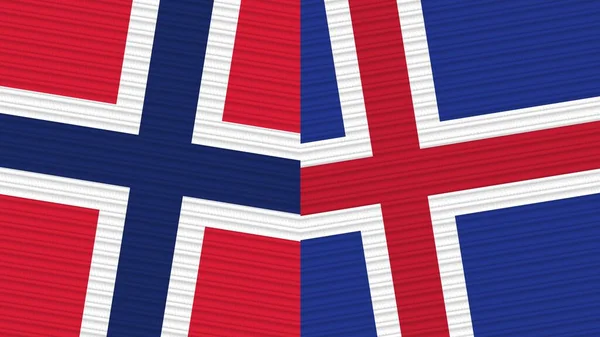 Iceland Norway Two Half Flags Together Fabric Texture Illustration — Φωτογραφία Αρχείου