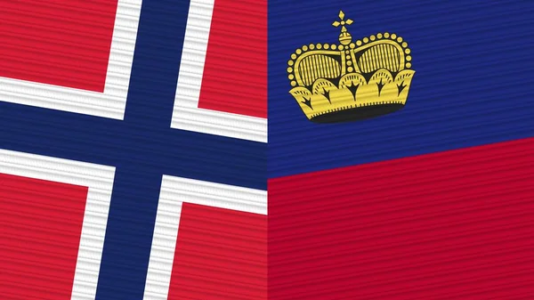 Liechtenstein Norway Two Half Flags Together Fabric Texture Illustration — Stock Photo, Image