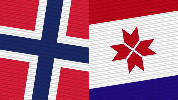 Mordovia Norsko Dvě Poloviční Vlajky Dohromady Textilní Textury Ilustrace — Stock fotografie