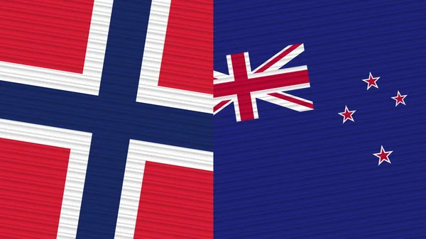 ニュージーランドとノルウェーのハーフフラグ生地テクスチャイラスト — ストック写真