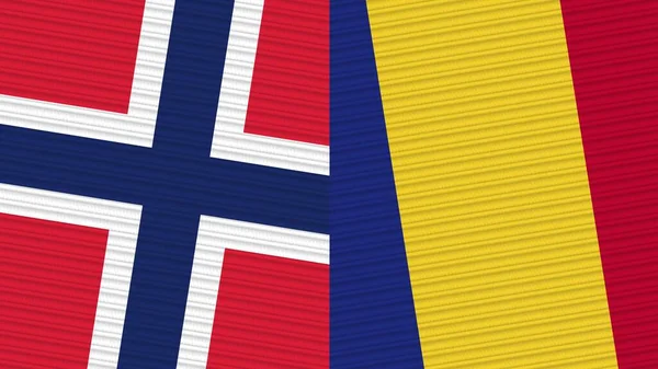 Rumänien Und Norwegen Zwei Halbe Flaggen Zusammen Textur Illustration — Stockfoto