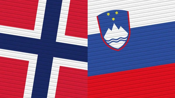 Eslovenia Noruega Dos Medias Banderas Juntas Textura Tela Ilustración — Foto de Stock