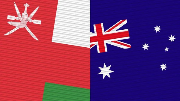 Australia Oman Two Half Flags Together Fabric Texture Illustration — Stockfoto