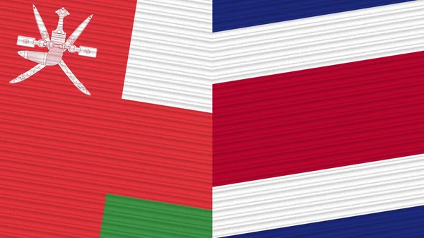 Kostarika Omán Dvě Poloviční Vlajky Dohromady Textilní Textury Ilustrace — Stock fotografie