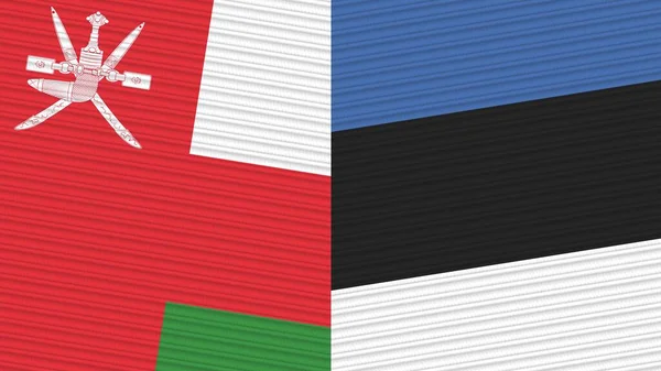 Estonia Omán Dos Medias Banderas Juntas Textura Tela Ilustración — Foto de Stock