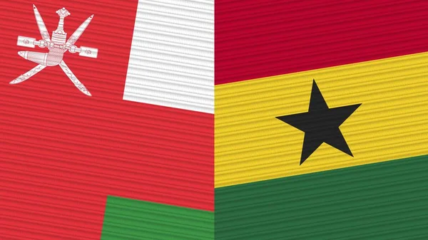 Ghana Omán Dvě Poloviční Vlajky Dohromady Textilní Textury Ilustrace — Stock fotografie