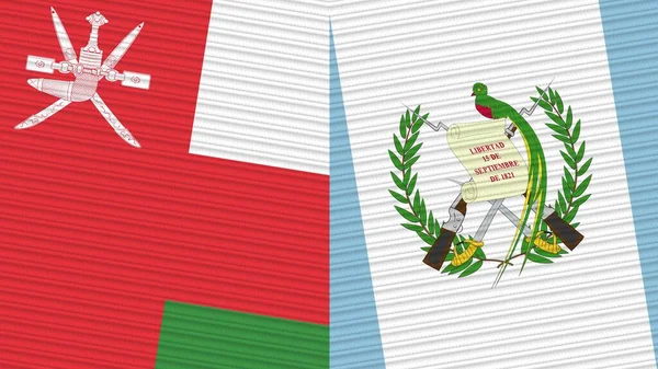 Guatemala Oman Twee Halve Vlaggen Samen Stof Textuur Illustratie — Stockfoto