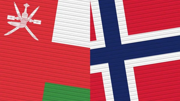 Norwegen Und Oman Zwei Halbe Flaggen Zusammen Textur Illustration — Stockfoto