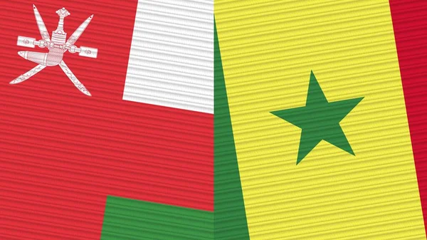 Senegal Oman Two Half Flags Together Fabric Texture Illustration — Stock Photo, Image