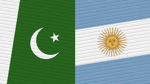 Argentina Pakistan Two Half Flags Together Fabric Texture Illustration — Stockfoto