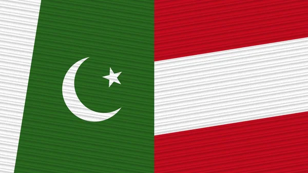 Rakousko Pákistán Dvě Poloviční Vlajky Dohromady Textilní Textura Ilustrace — Stock fotografie