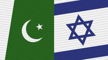 İsrail ve Pakistan İki Yarım Bayrak Birlikte Kumaş Doku İllüstrasyonu